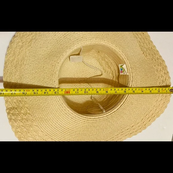 Sun Straw Hat Wide Brim UPF 50 Summer Hat Foldable Roll up Floppy Beach Width 18 - Picture 8 of 8